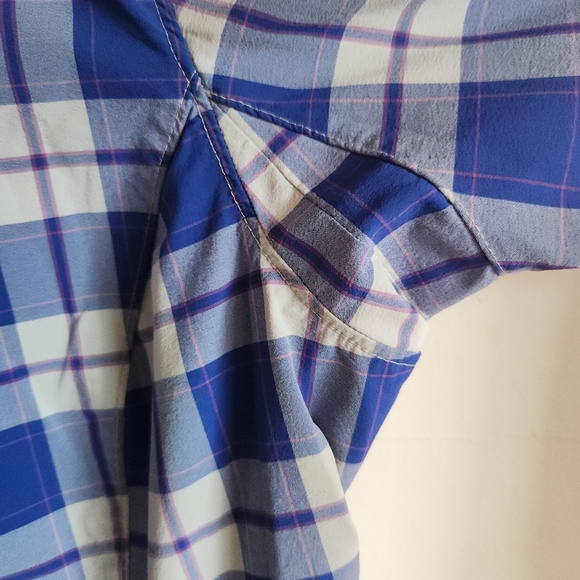 Duluth Trading Co Blue Plaid Button-Up Long Sleeve Shirt Stretchy Lightweight Xl - Picture 6 of 11